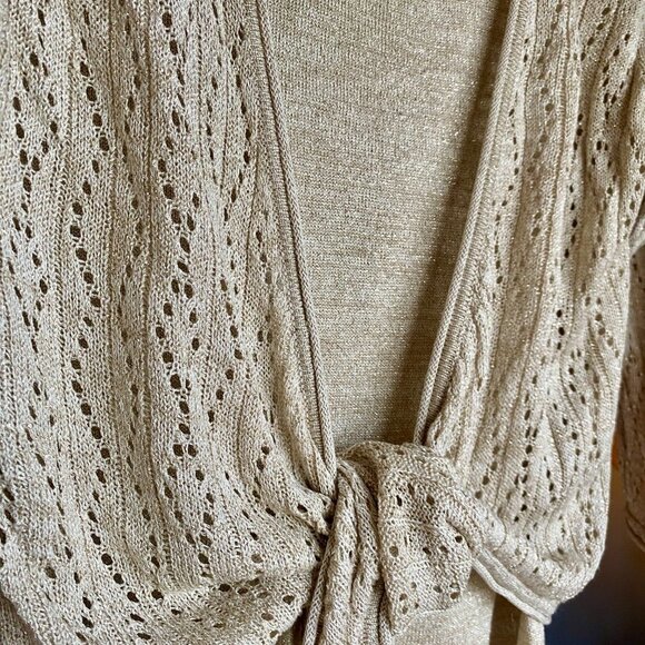 Gold Long Sleeved Knit Two Piece Illusion Sweater - Picture 6 of 13